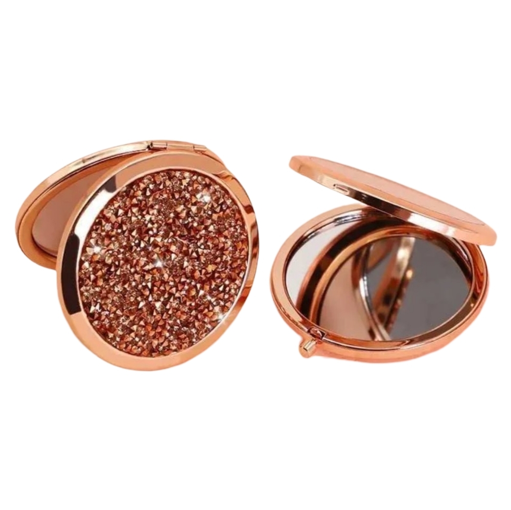 Rose Glitter Compact Mirror